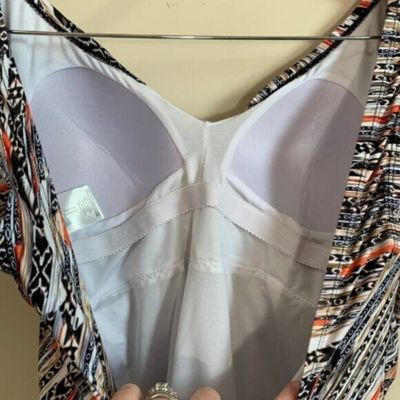 Betty's Beach Bungalow Striped One Piece Swimsuit V Neck Ruched Tummy Control 16 - Picture 7 of 9